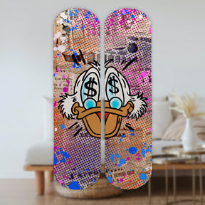 2-Piece Wall Art of Duck Skateboard Design in Acrylic Glass - Retro
