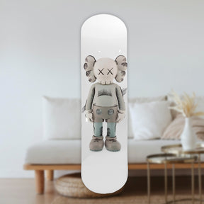 Wall Art of Gray Kaws Skateboard Design in Acrylic Glass - Artist Vibes
