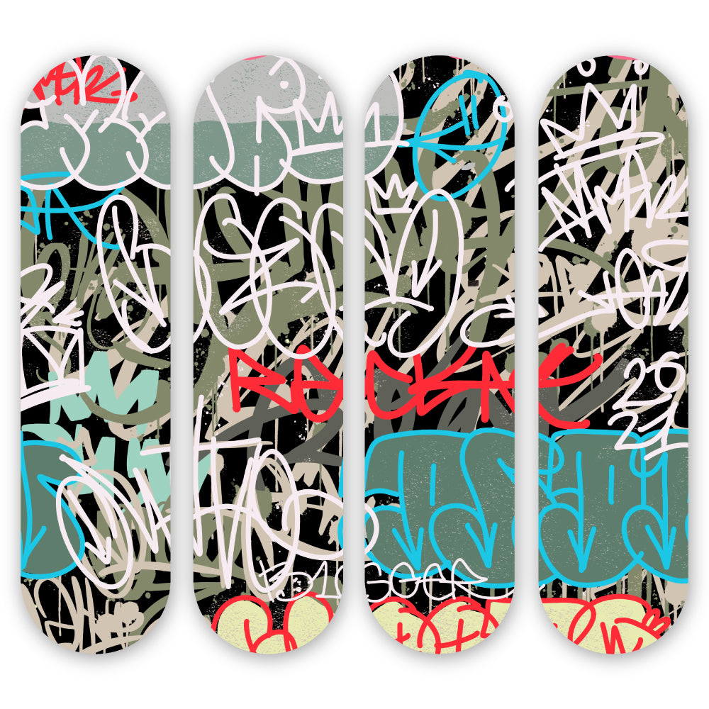 4-Piece Wall Art of Graffiti Shades Skateboard Design in Acrylic Glass - Graffiti