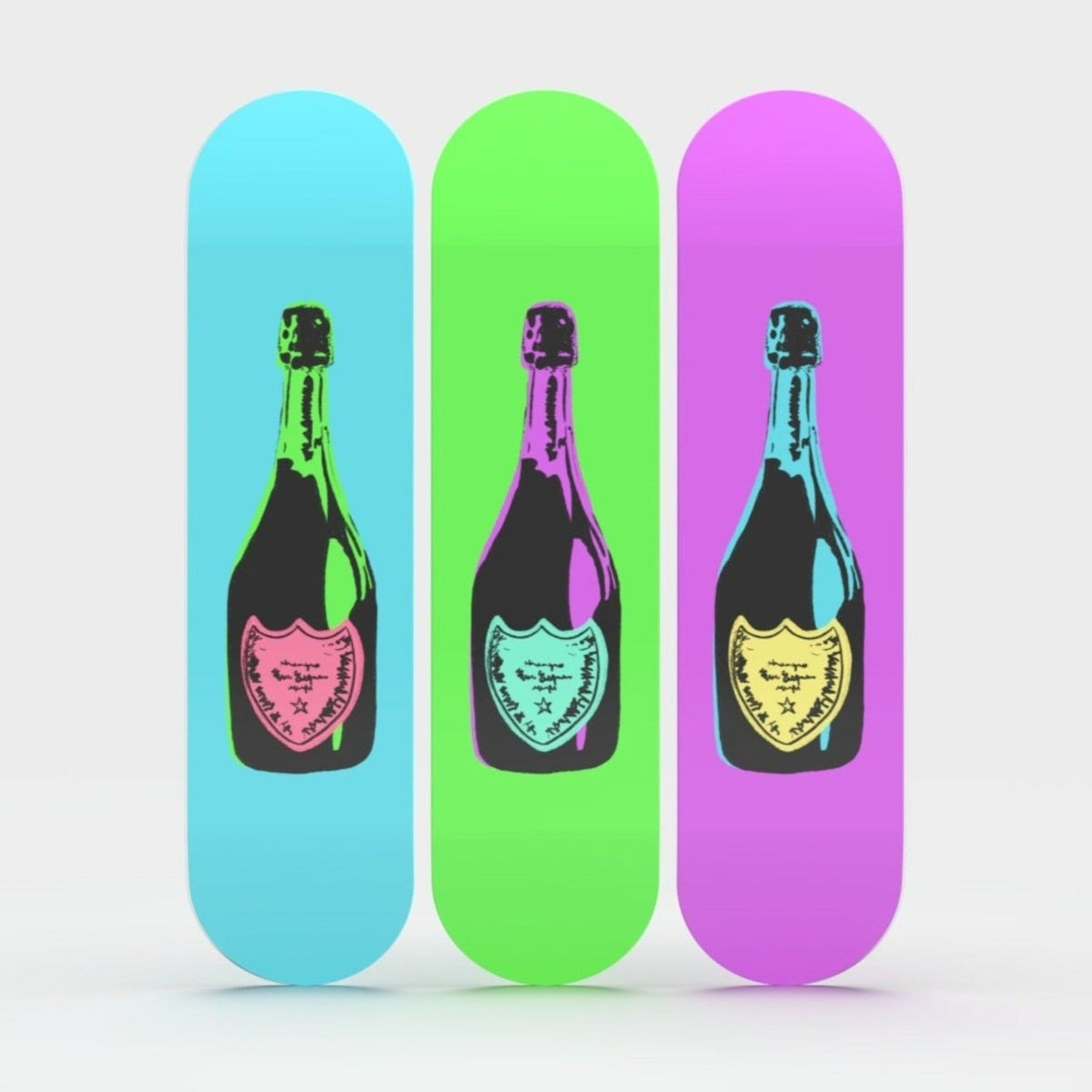 3-Piece Wall Art of Bottle Skateboard Design in Acrylic Glass - Retro