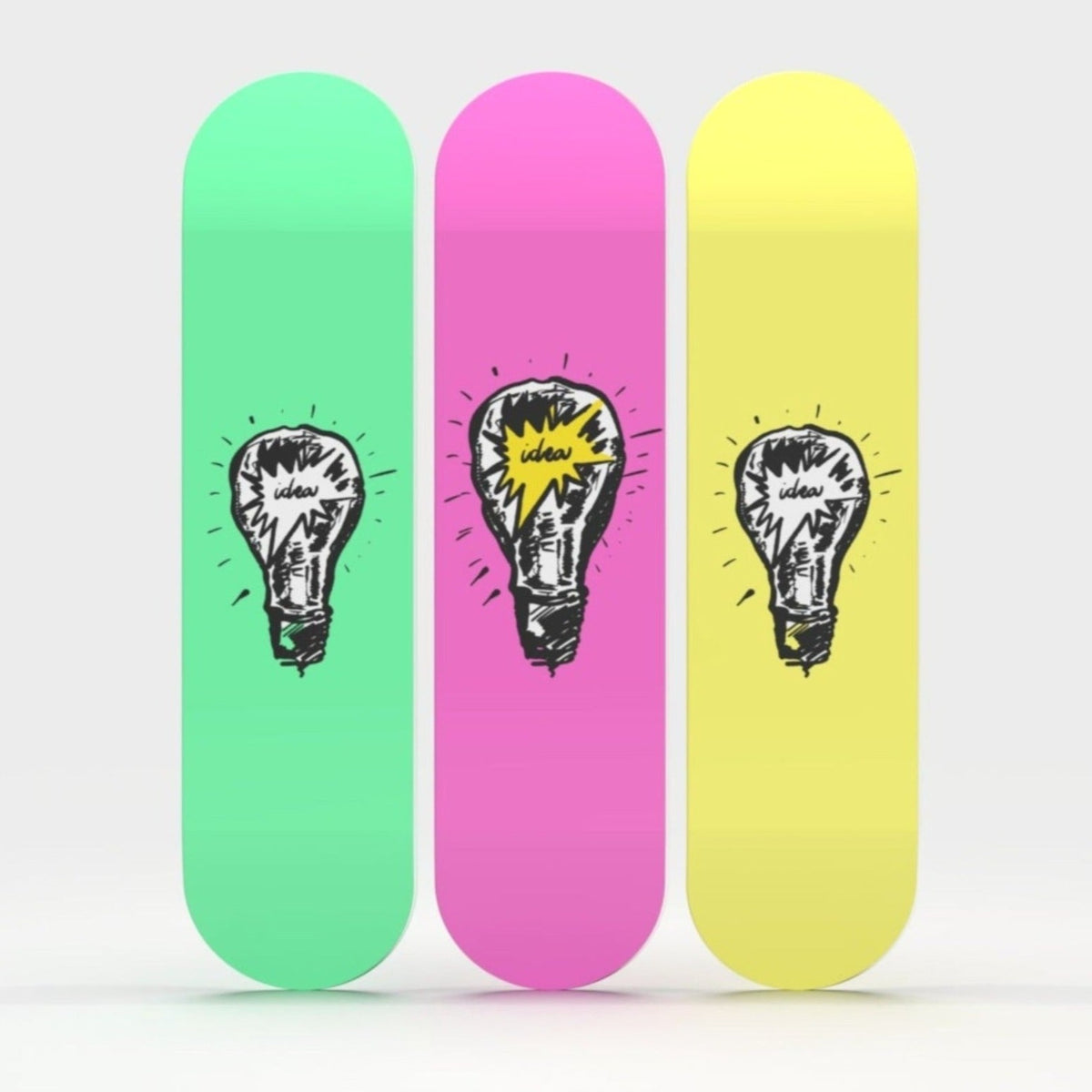 3-Piece Wall Art of Idea Skateboard Design in Acrylic Glass - Positive Vibes