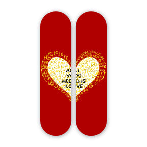 Pair Wall Art of All You Need Is Love Skateboard Design in Acrylic Glass - Positive Vibes