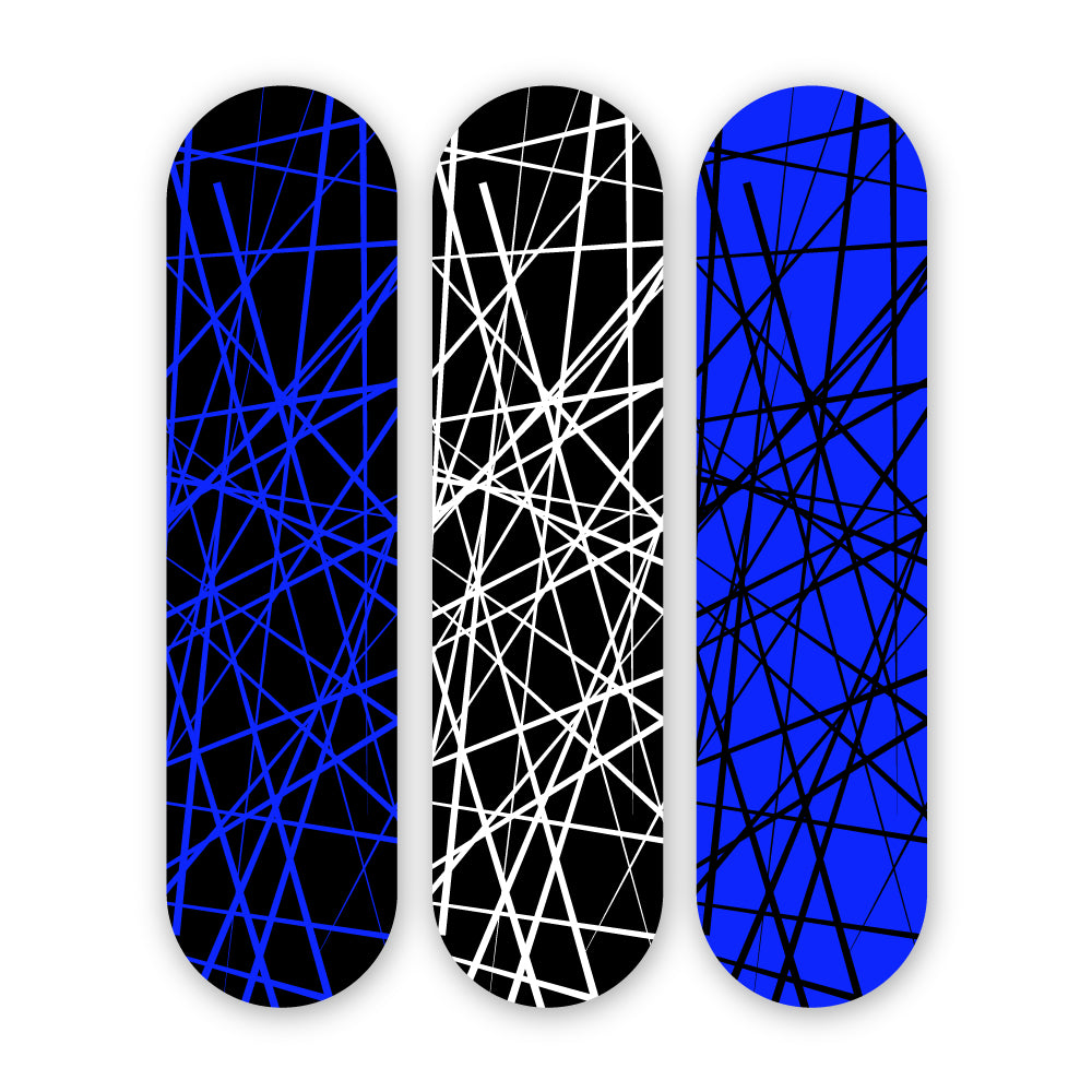3-Piece Wall Art of Geometric Two Skateboard Design in Acrylic Glass - Geometric