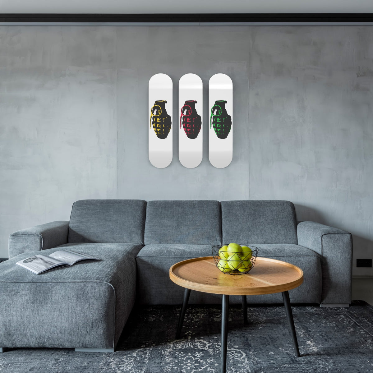 3-Piece Wall Art of Granada Skateboard Design in Acrylic Glass - Positive Vibes