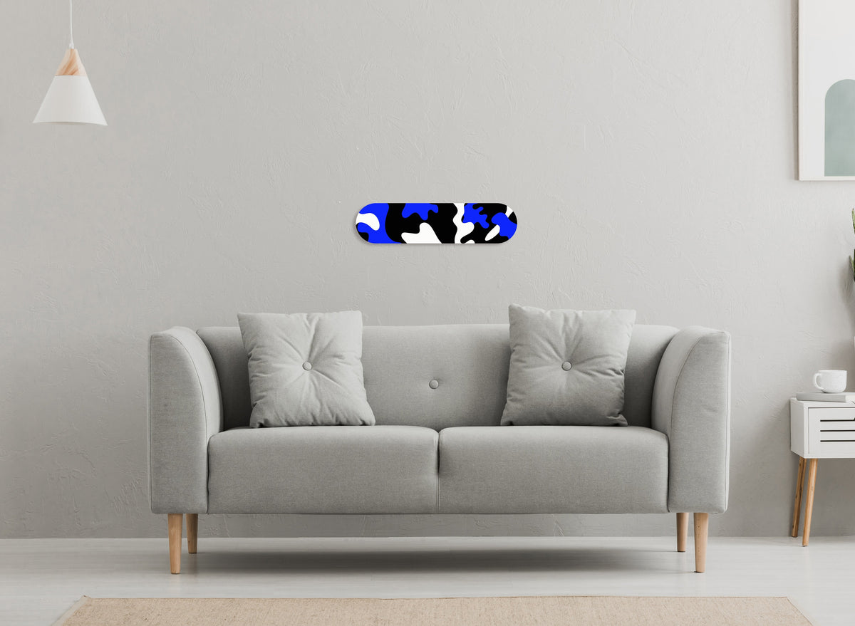 Wall Art of Blue Camo Skateboard Design in Acrylic Glass - Camo