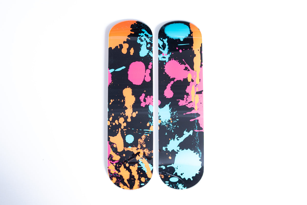 2-Piece Wall Art of Splatters Skateboard Design in Acrylic Glass - Graffiti