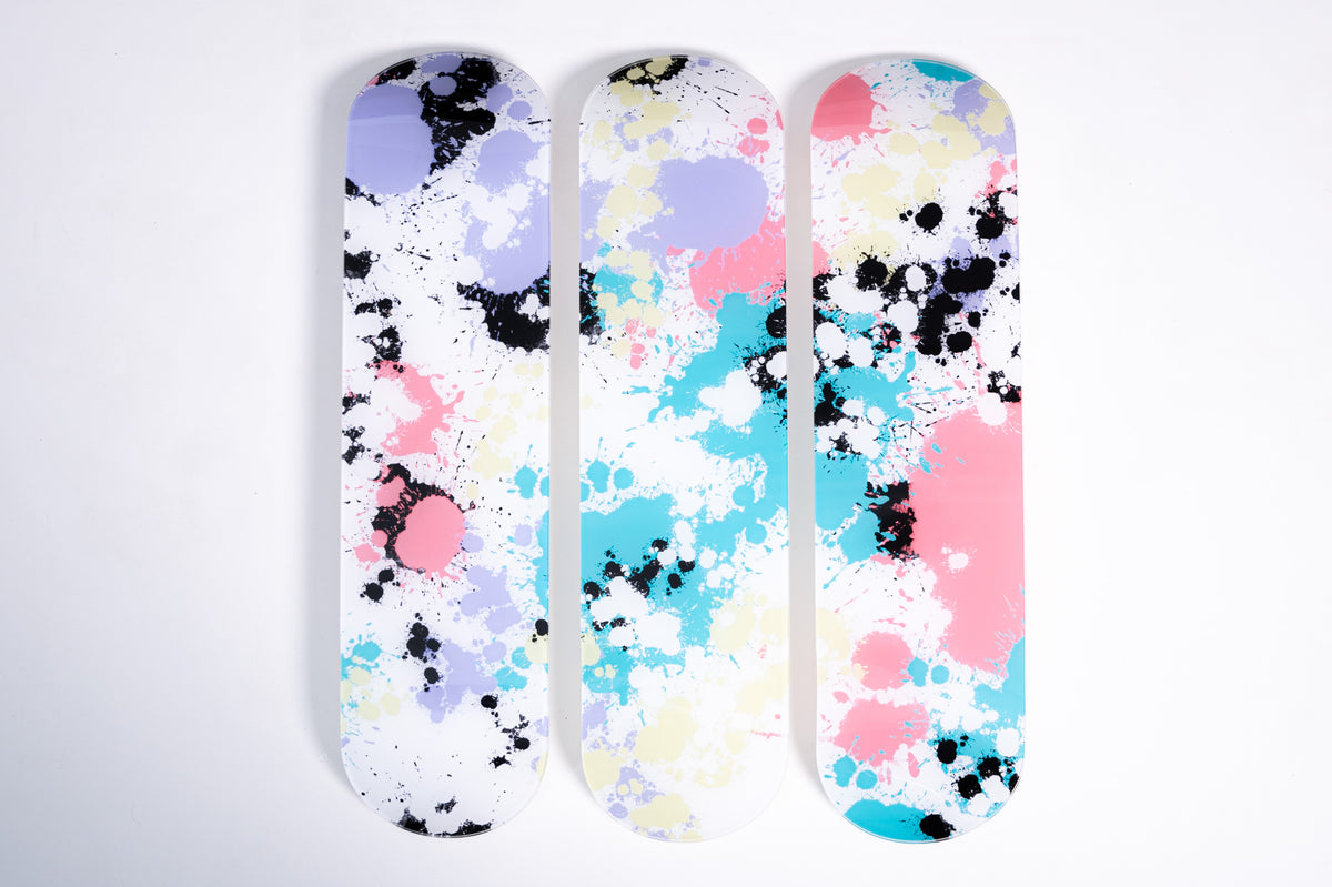 3-Piece Wall Art of Paint Pastel Skateboard Design in Acrylic Glass - Life in Color