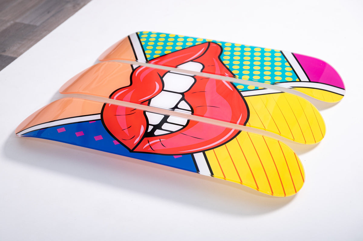 3-Piece Wall Art of Modern Reality Skateboard Design in Acrylic Glass - Modern Reality