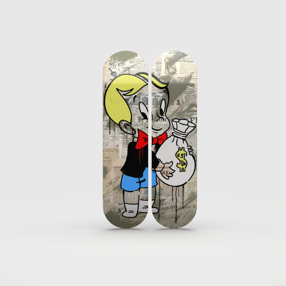 2-Piece Wall Art of Ricky Skateboard Design in Acrylic Glass - Retro