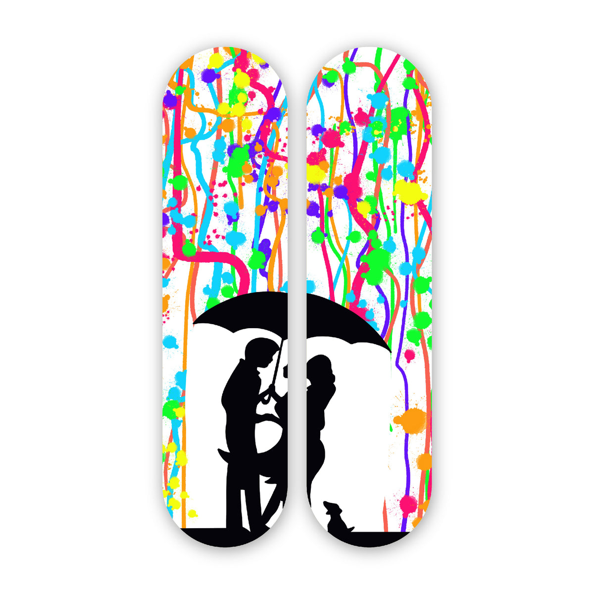 2-Piece Wall Art of Raining Colors Skateboard Design in Acrylic Glass - Positive Vibes