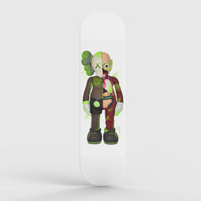Wall Art of Brown Kaws Skateboard Design in Acrylic Glass - Artist Vibes