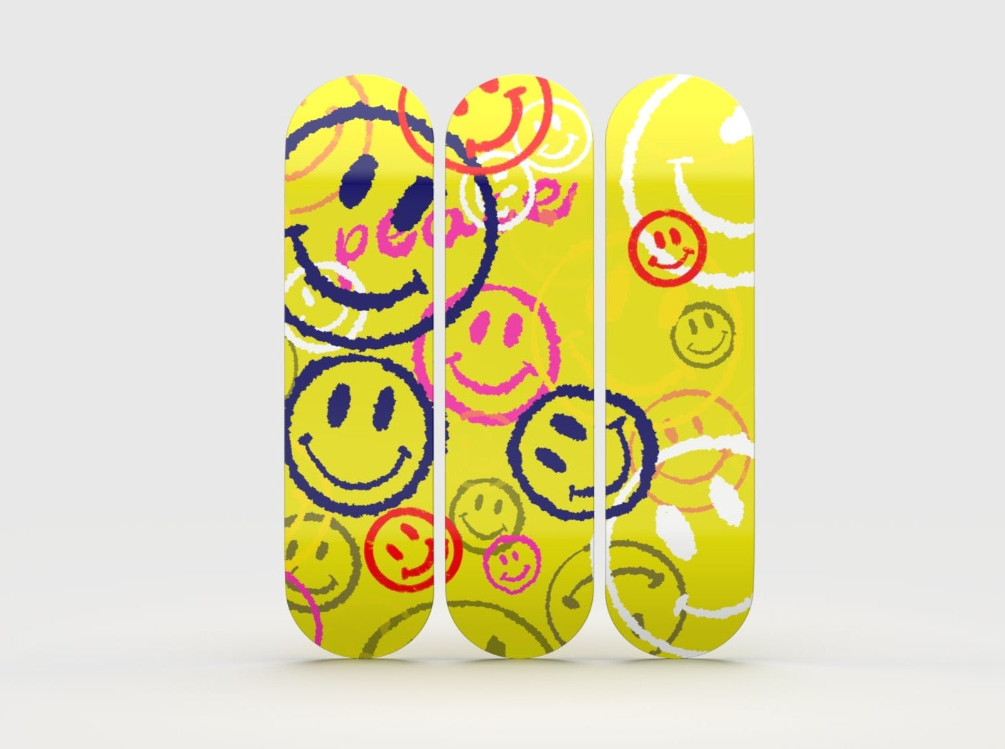 Wall Art of Smiley Party Skateboard Design in Acrylic Glass - Pop Art